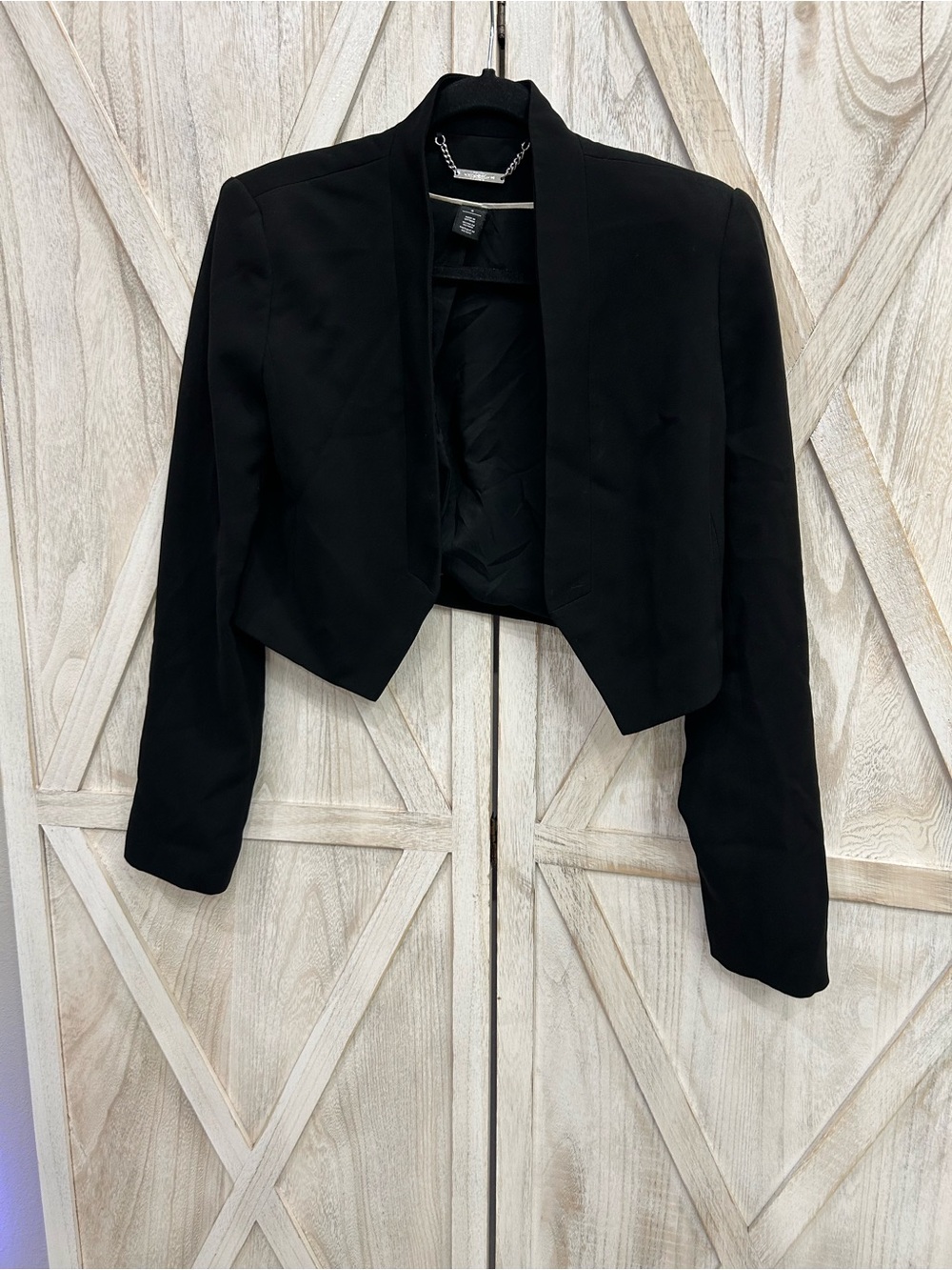 White House Black Market Black Cropped Open-Front Blazer